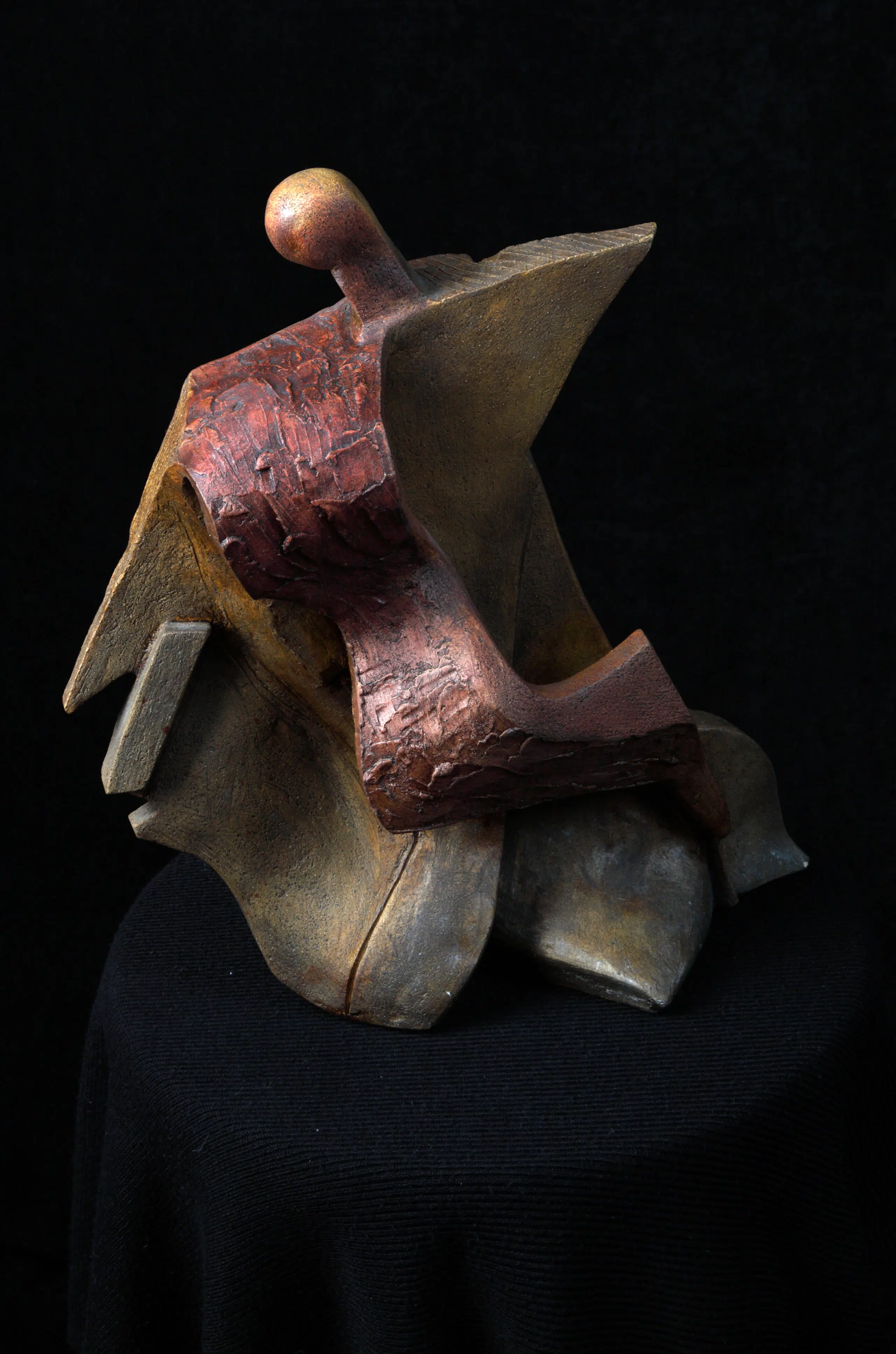 écorché vert création tableau sculpture en argile texturée et patinée Sandrine Toupart Art contemporain
